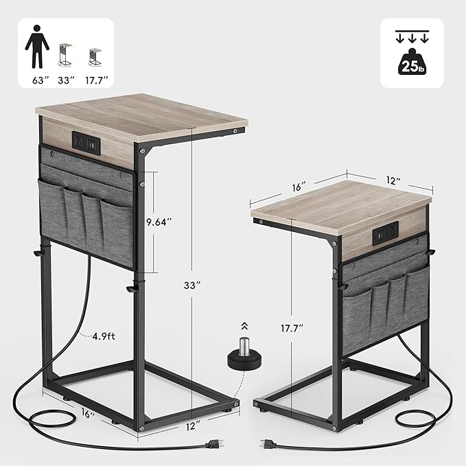 Vagusicc C-Shaped End Table