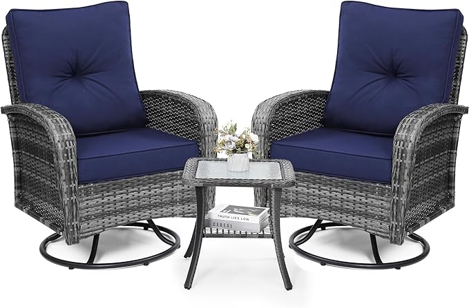 wildformers Luxury Outdoor Swivel Wicker Glider Patio Chairs