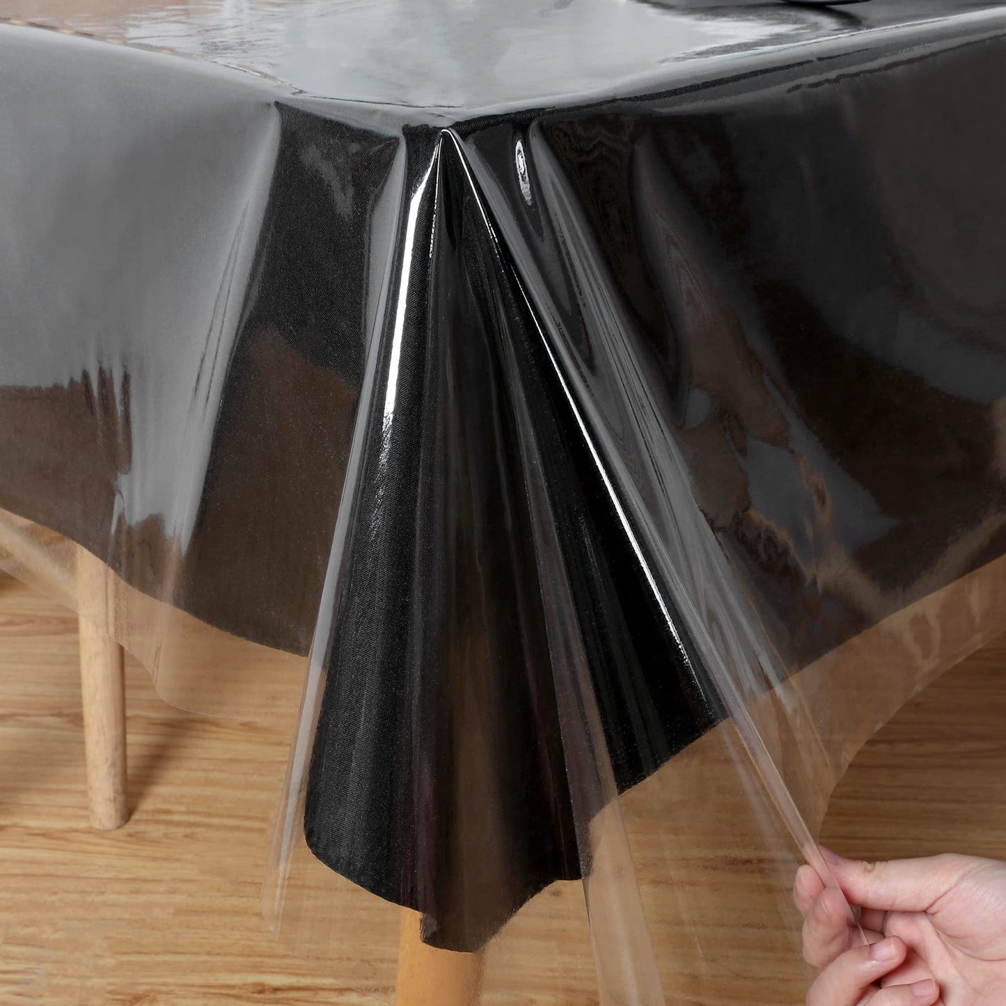 Obstal Clear Plastic Tablecloth 60 x 60 Inch, 100% Waterproof Oil-Proof Spill-Proof Vinyl PVC Table Cloth, Wipeable Square Tablecloth Protector for Dining Table, Outdoor and Indoor Uses, Clear