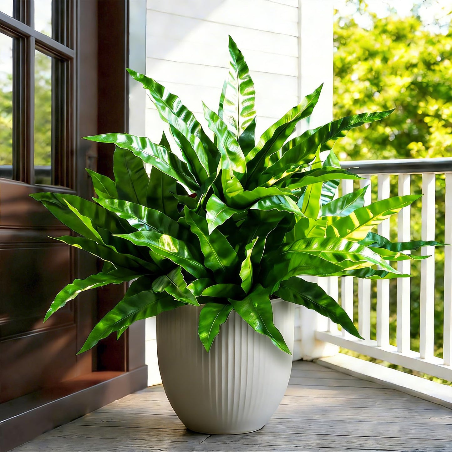 Cherica 4Pcs Fake Ferns,Faux Outdoor Plants UV Resistant,3D Real Touch Fake Plants Total 60 Blades,Weatherproof Artificial Plants Outdoor Indoor for Garden Porch Home Office Living Room Decor