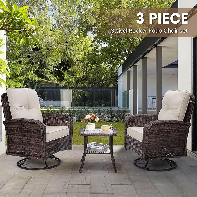 wildformers Luxury Outdoor Swivel Wicker Glider Patio Chairs