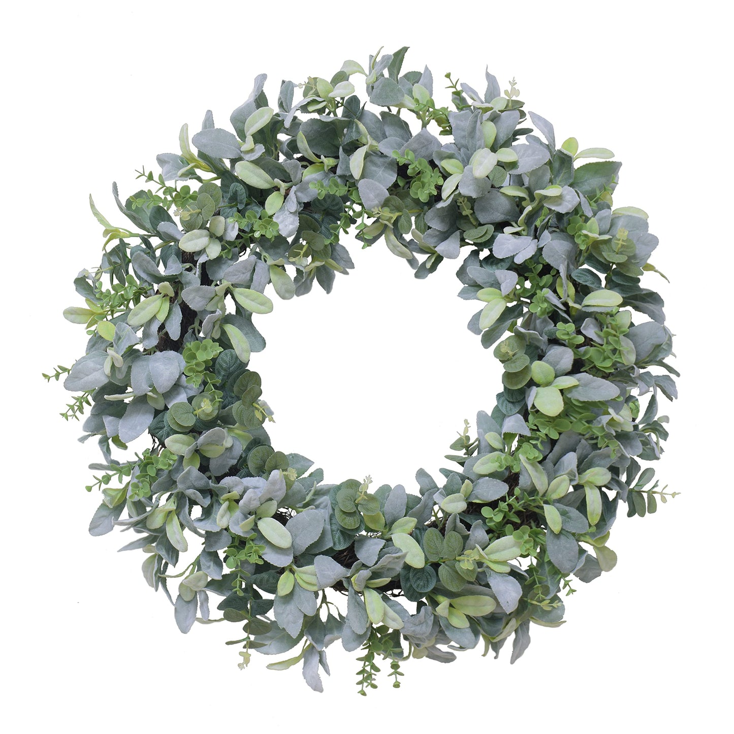 Puleo International 28" Artificial Flocked Lambs Ear Spring Door Wreath