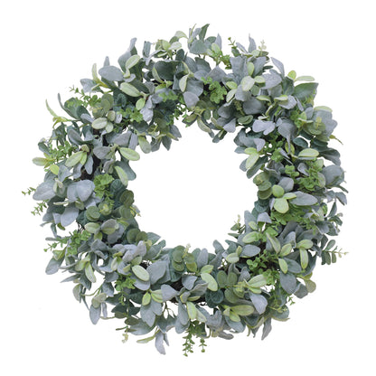 Puleo International 28" Artificial Flocked Lambs Ear Spring Door Wreath