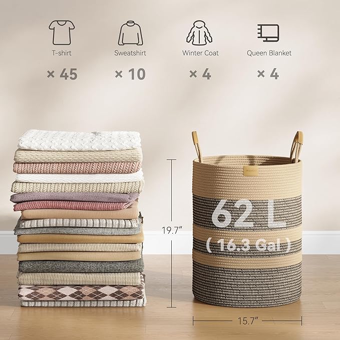 62L Striped Laundry Hamper