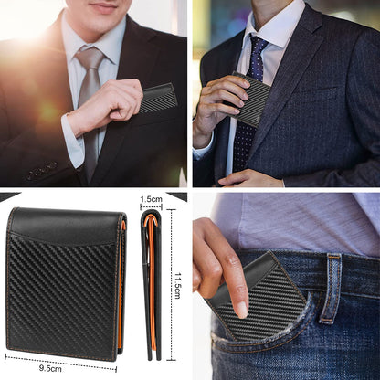BIAL Mens Wallet,RFID Blocking Leather Bifold Wallet for Men,Slim Design with ID Window, Zip Coin Pocket, 9 Card Slots, Lightweight Card Wallet with Gift Box