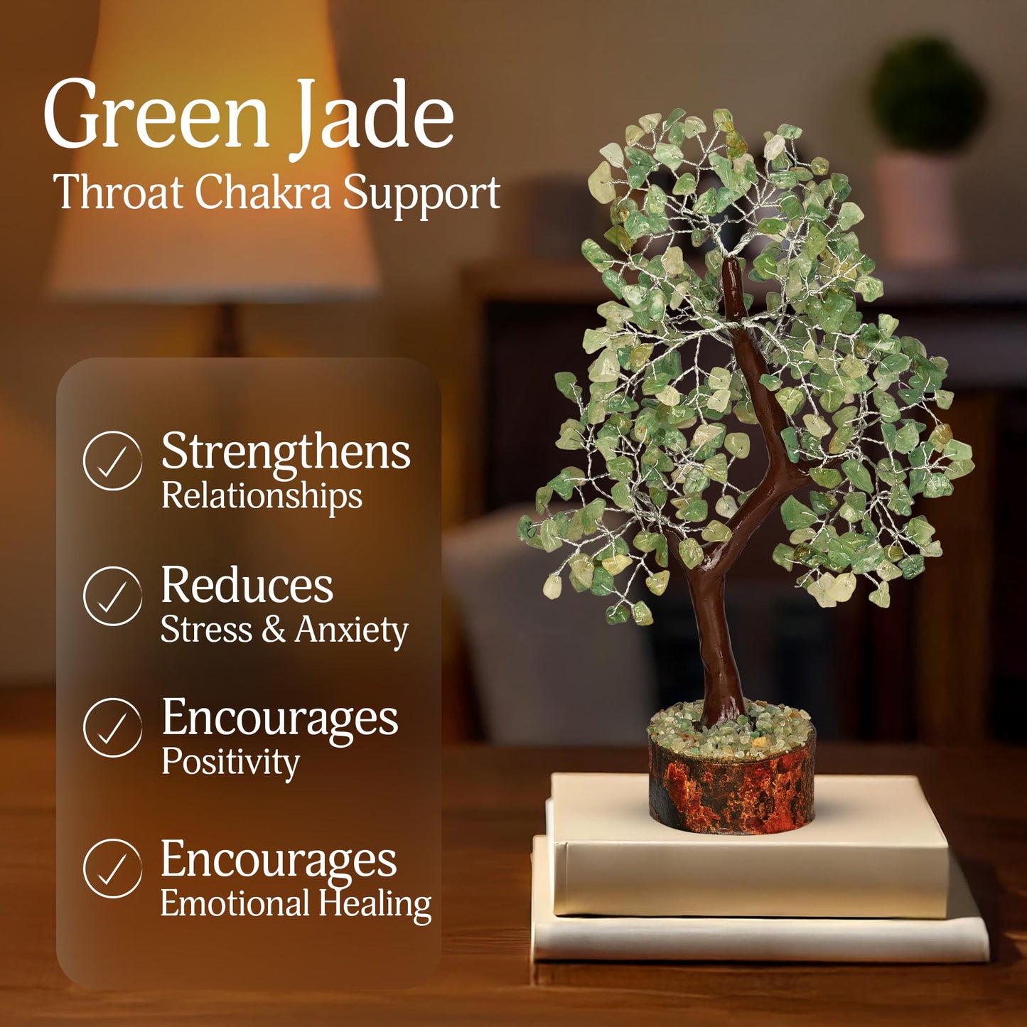 YATSKIA Green Jade Stone - Artificial Trees, Bonzai Tree, Green Jade, Healing Stone, Crystals Tree, Crystal Tree of Life, Crystal Items for Gift