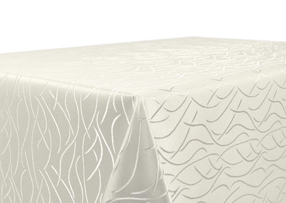 BEAUTEX Damask Striped Tablecloth, Non-Iron Tablecloth, Stain-Resistant, Easy-Care Table Linen, Round, 160 cm, Champagne