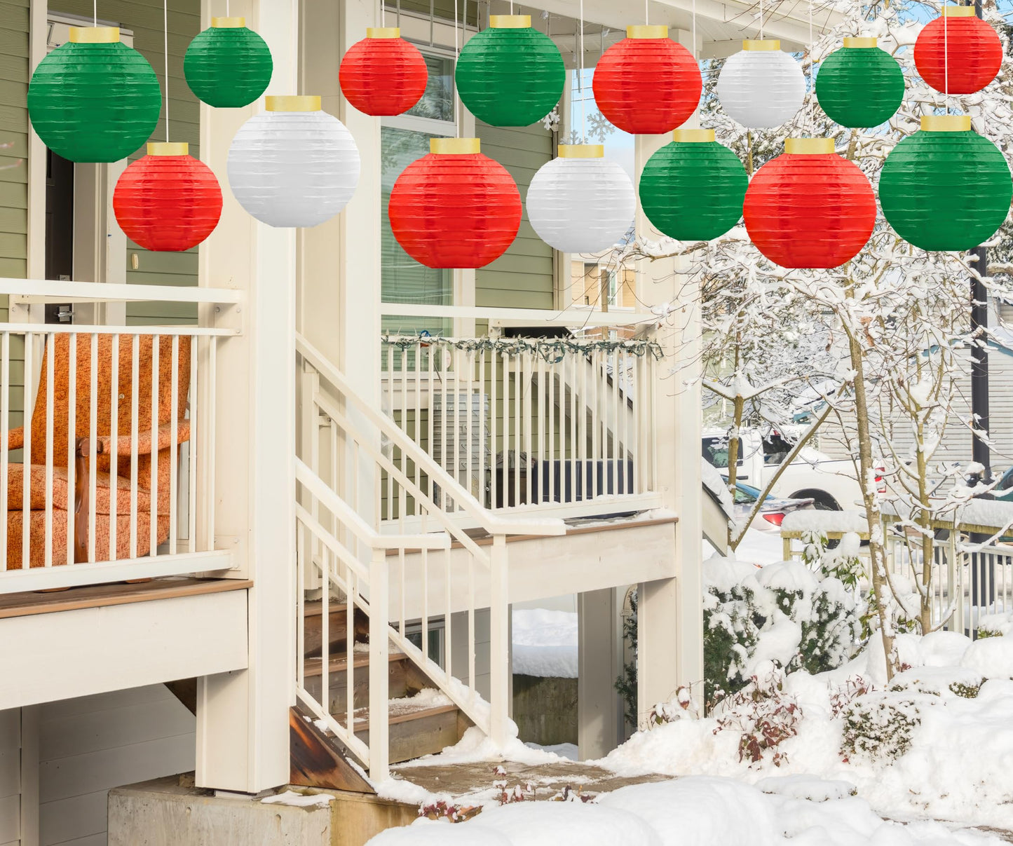 15Pcs Christmas Hanging Paper Lanterns Party Decorations Indoor - Xmas Ornaments Decor for Winter, Birthday Party Ceiling Supplies