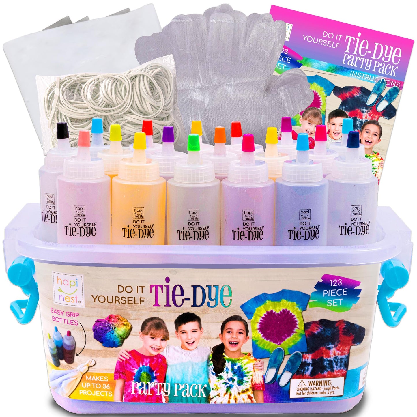 Hapinest Tie Dye Party Kit Arts and Crafts Gifts for Kids Girls and Boys Group Activities for Teens Ages 8 9 10 11 12 13 Years and Up - 18 Pre-Filled Bottles with 14 Vibrant Colors