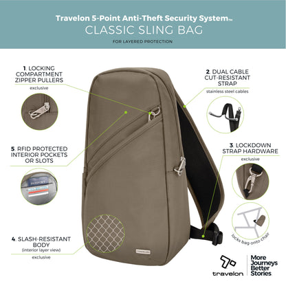 Travelon Anti-Theft Classic Sling Bag