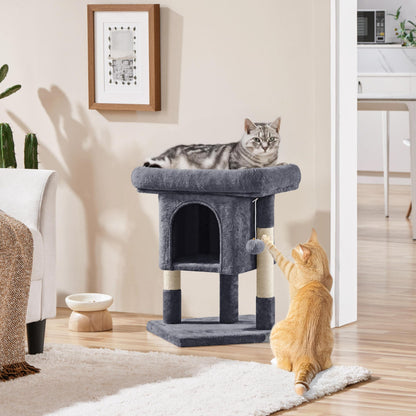 Yaheetech 59cm Basic Cat Tree Tower, Cat Scratching Post w/Oversized Perches, Condo and Hanging Ball, Pet Furniture House for Kittens Pets, Dark Grey