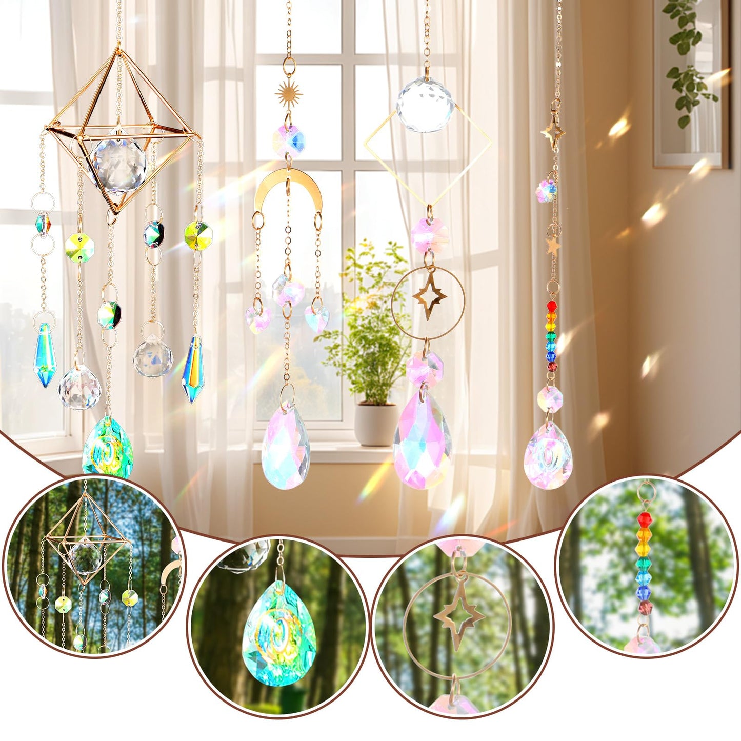 DIY Suncatcher Kits 400 Pcs Sun Catchers Making Kit Art and Crafts for Adults Prism Hanging Decorative Suncatcher with Crystals Rainbow Ball Maker for Window Garden Home Wedding Christmas Decor
