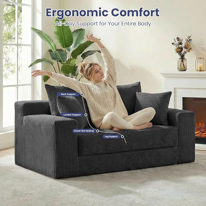 3-in-1 Convertible Sofa Bed: Boneless Loveseat Sleeper & Folding Couch Bed