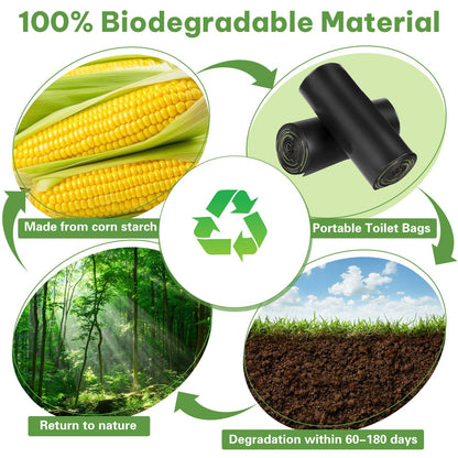100 Portable Toilet Bags, Camping Toilet Bags, Biodegradable Toilet Bags with Drawstring & Lemon Scent, Compostable Bags for 5-8 Gallon Bucket Toilet Seat for Outdoor Camping Car Travel