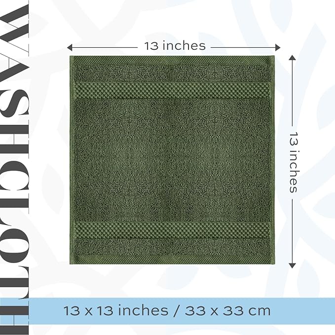White Classic Luxury Cotton Washcloths 13x13 Inch