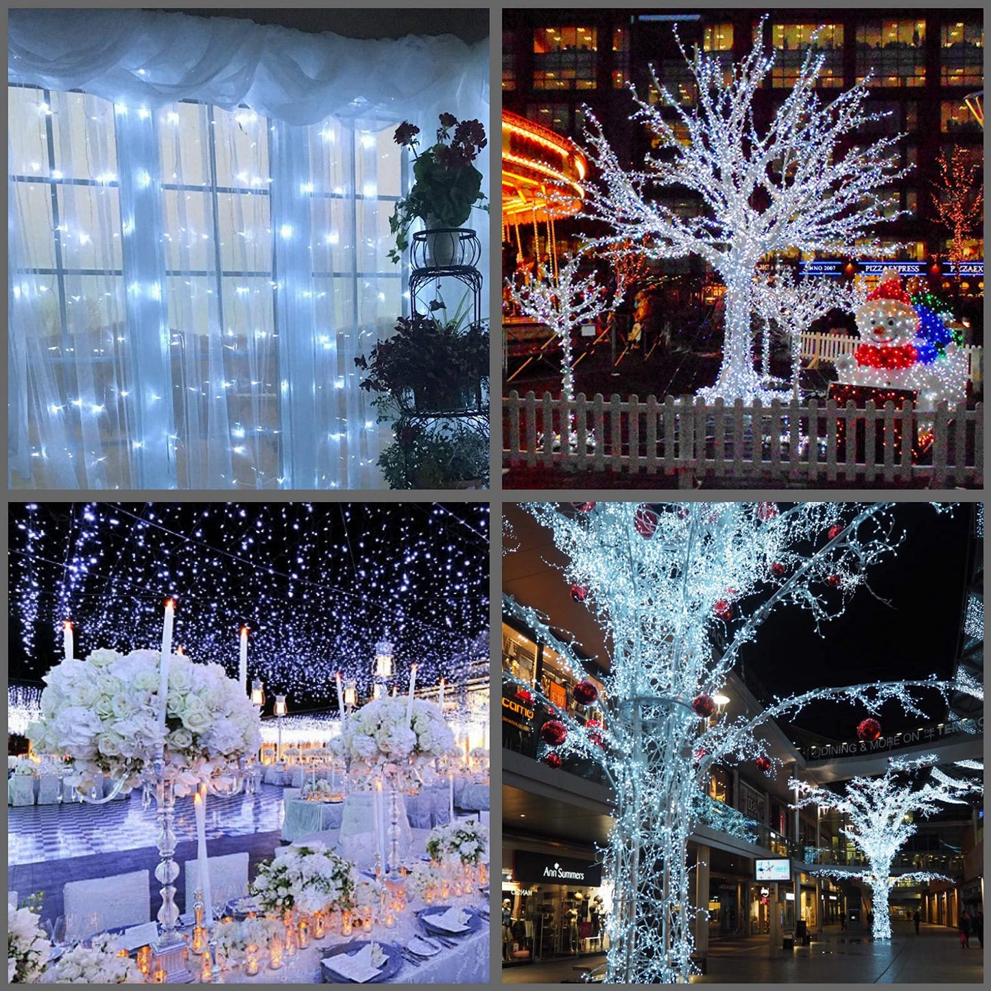 YULETIME 200 Cool White LED Christmas Lights, 66 ft White Wire String Light