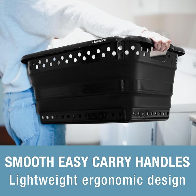 CleverMade Collapsible Laundry Baskets - 39L Foldable Large Collapsible Laundry