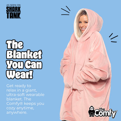 THE COMFY Original | Sherpa Lined Microfiber Fleece Wearable Blanket, Oversized Design with Hood and Pocket, From Shark Tank, for Women & Men, Warm and Cozy Gifts
