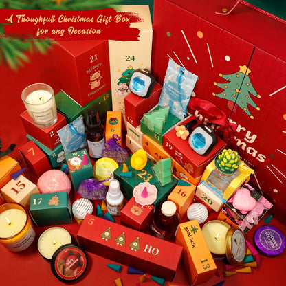 STRN Christmas Countdown Gift Box - 24 Days of Holiday Joy | Scented Wax Cubes, Scented Candle, Fragrance Sachets & More | Home Holiday Decor, Advent Calendar for Adults, Christmas Gifts