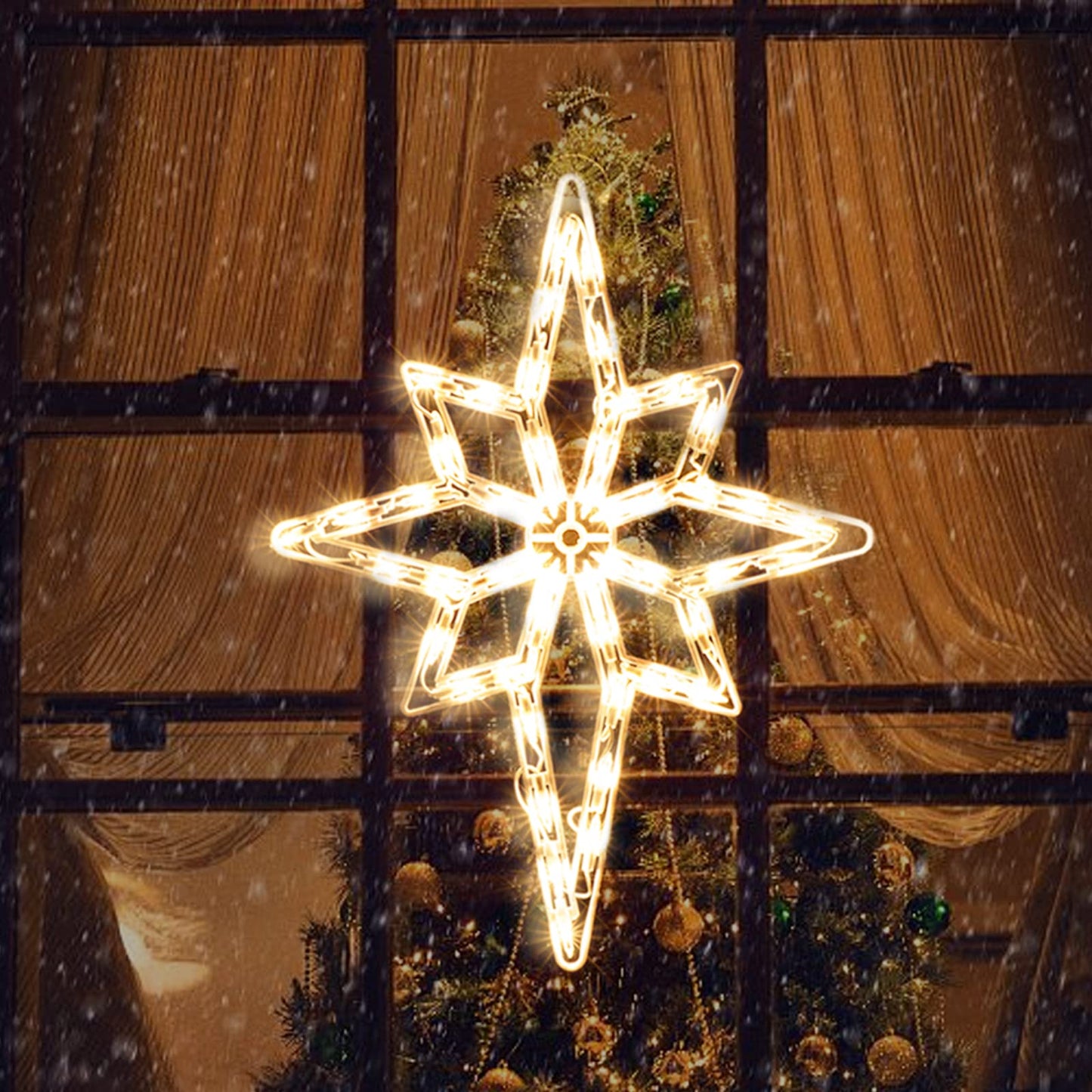 XMASLAND 19 Inch Christmas Window Silhouette Lights Decorations, 50L Christmas Sculpture,Including:Bethlehem Star x1
