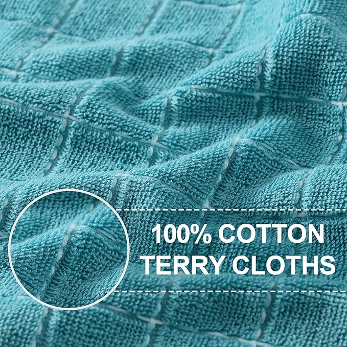 Homaxy 100% Cotton Terry Kitchen Towels, Checkered Designed, Soft and Super