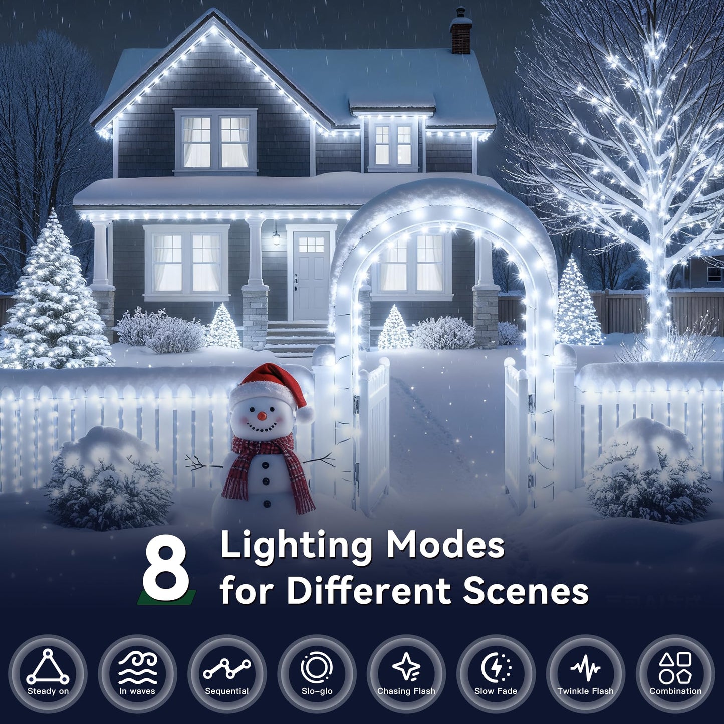 Soagrc 396FT 1200LEDs Outdoor String Lights Plug in IP67 Waterproof Twinkle Lights with Remote Dimmable 8 Modes Cool White Decorative Lights for Villa Backyard Pool Deck Summer Wedding Party Christmas