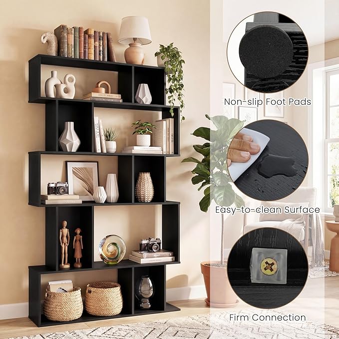 Giantex 5-Tier Bookshelf, 10-Cube Geometric Book Case