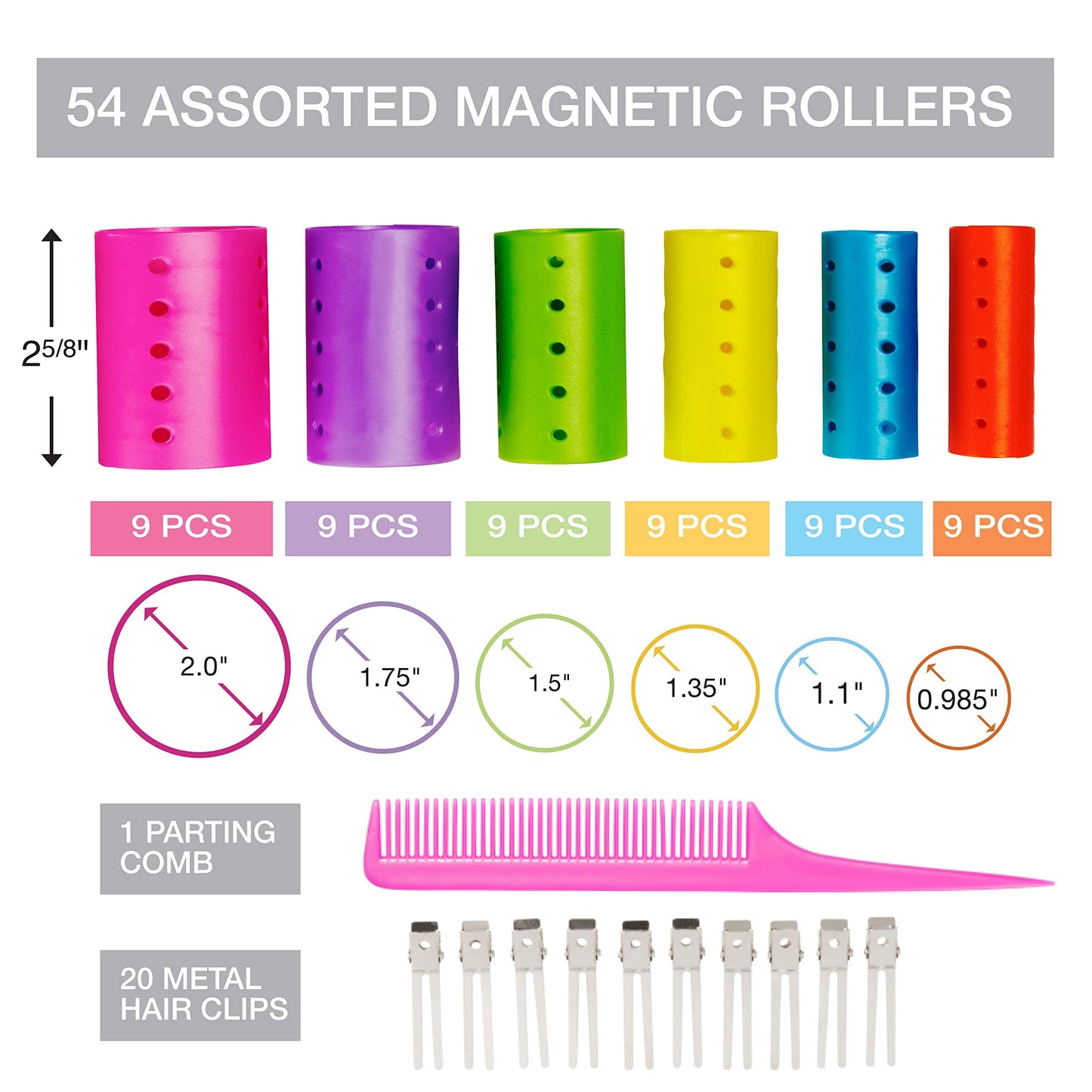 Conair Foam Hair Rollers - Heatless hair curlers - Foam Rollers - Heatless Hair rollers in Large - Pink - 9 Count w/storage case