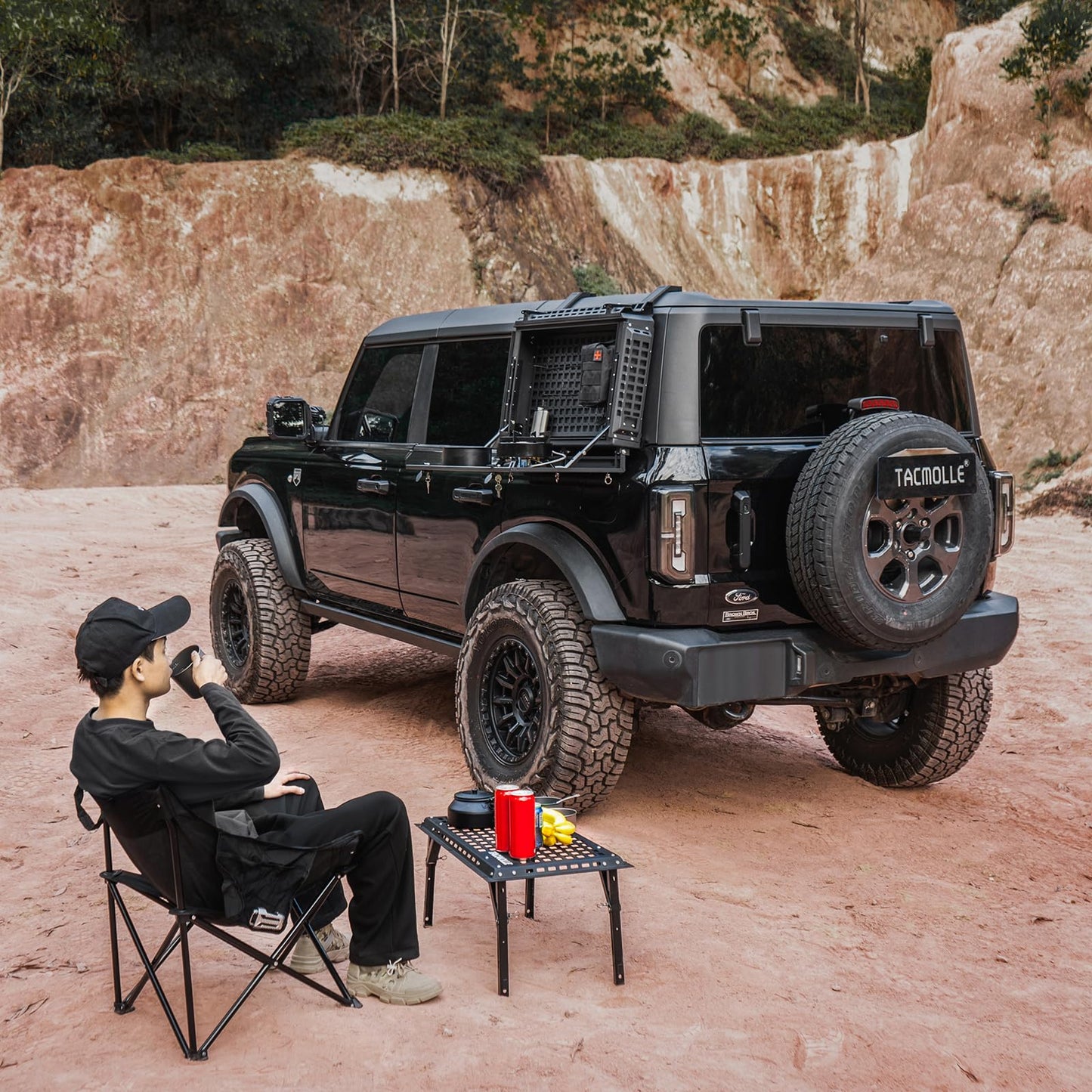 TACMOLLE Rear Side Window Storage Box, Tactical Modular Storage MOLLE Panel for Tools MOLLE Accessories, Rear Window Storage Panel Kit Storage Box with Lock Fits for Ford Bronco 2021-2024
