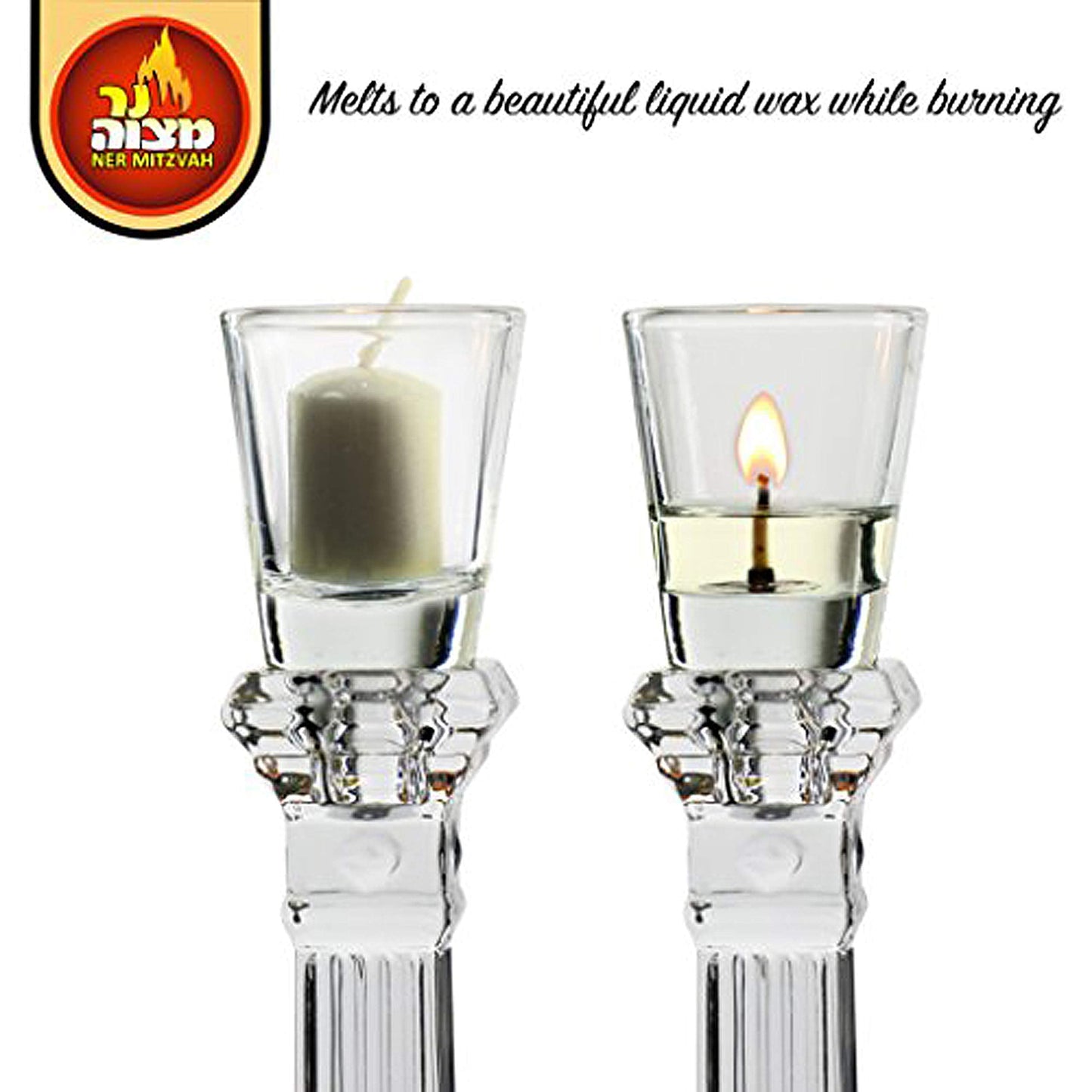 Ner Mitzvah Neironim Glass Shabbos Candle Holders - Premium Quality Clear Small Votive Cups, Standard Size for Neronim Shabbat Candles - Pack of 6