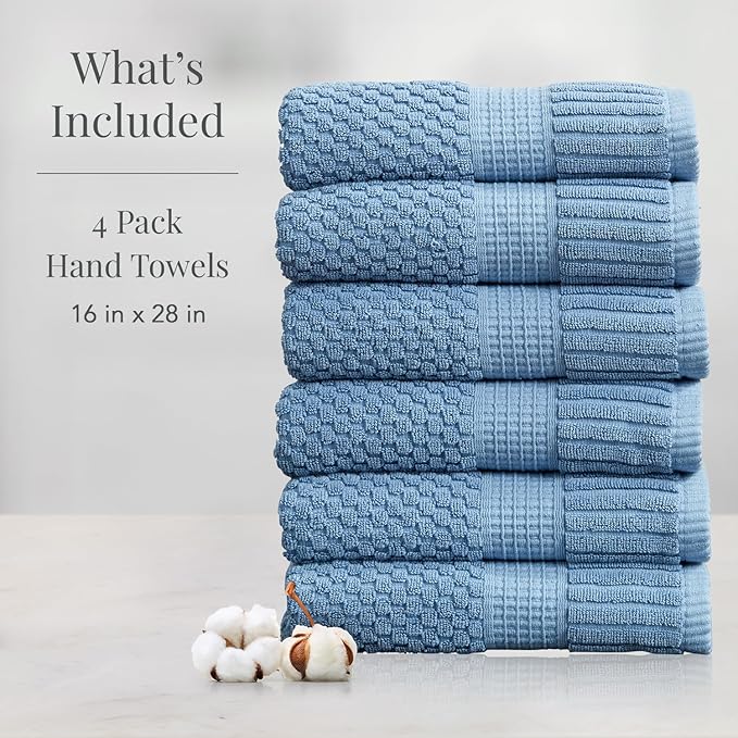 NY Loft 100% Cotton Hand Towel 6 Pack | Super Soft & Absorbent Quick-Dry Hand