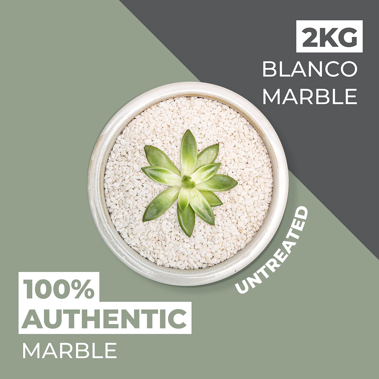 Natural World Rock Plant Topper Rocks - Beautiful Natural Rocks | 4lbs | 1/5" Diameter | Home & Garden Plant Pots Vases and Decorations (Blanco (White) Marble)
