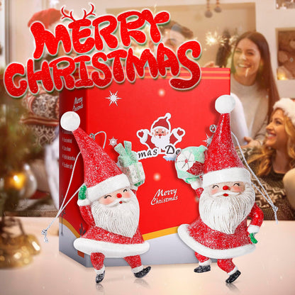 EnrichFun 2025 Figurines Christmas Decorations Resin Décor for Tree Hanging Ornament, Holiday Winter Indoor Home Table Decor Xmas Gifts, Santa Claus 2-Pack, 4 in