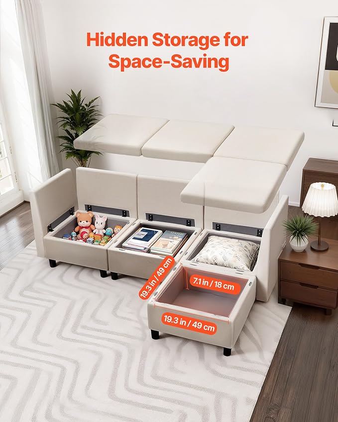 VEVOR Modular Sectional Sofa, 3-Seater Modular Sofa