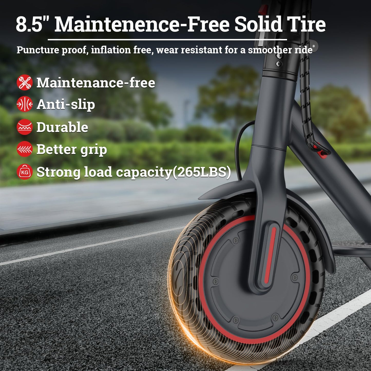Qlaway Electric Scooter - Top Speed 19 MPH, Max 15 Miles Ranges, 8.5" Solid Tire, Powerful 350W Motor, Load 264LBS, Aluminum Alloy Foldable Commuting Escooter for Adults & Teens