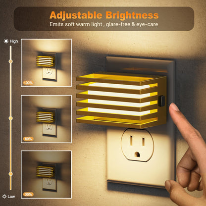 JandCase LED Night Light, [2 Pack] Night Lights Plug into Wall with Dusk to Dawn Sensor, Dimmable Plug in Night Light, Adjustable Brightness, 3000K Soft White Nightlight for Bedroom Bathroom Hallway