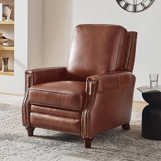 HULALA HOME Genuine Leather Manual Recliner Chair