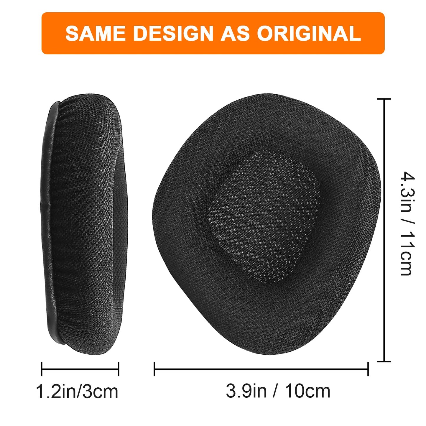 Replacement Ear Pads Cushions for Corsair Void & Corsair Void PRO RGB Wired/Wireless Gaming Headsets with Black Mesh Fabric, Memory Foam - Black