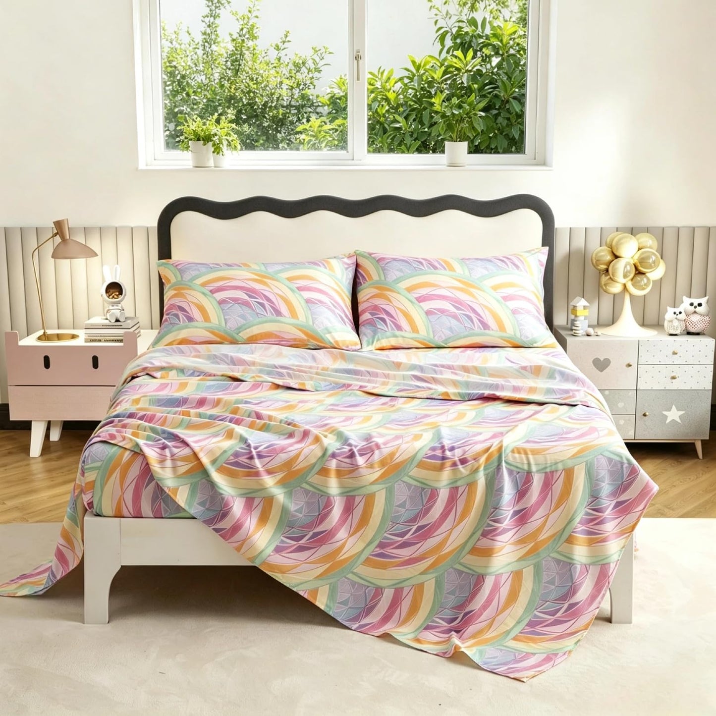 SDY 4 Pieces Kids Mermaid Bed Sheets Full Size Soft Microfiber Rainbow Bedding Set for Girls Boys Toddler