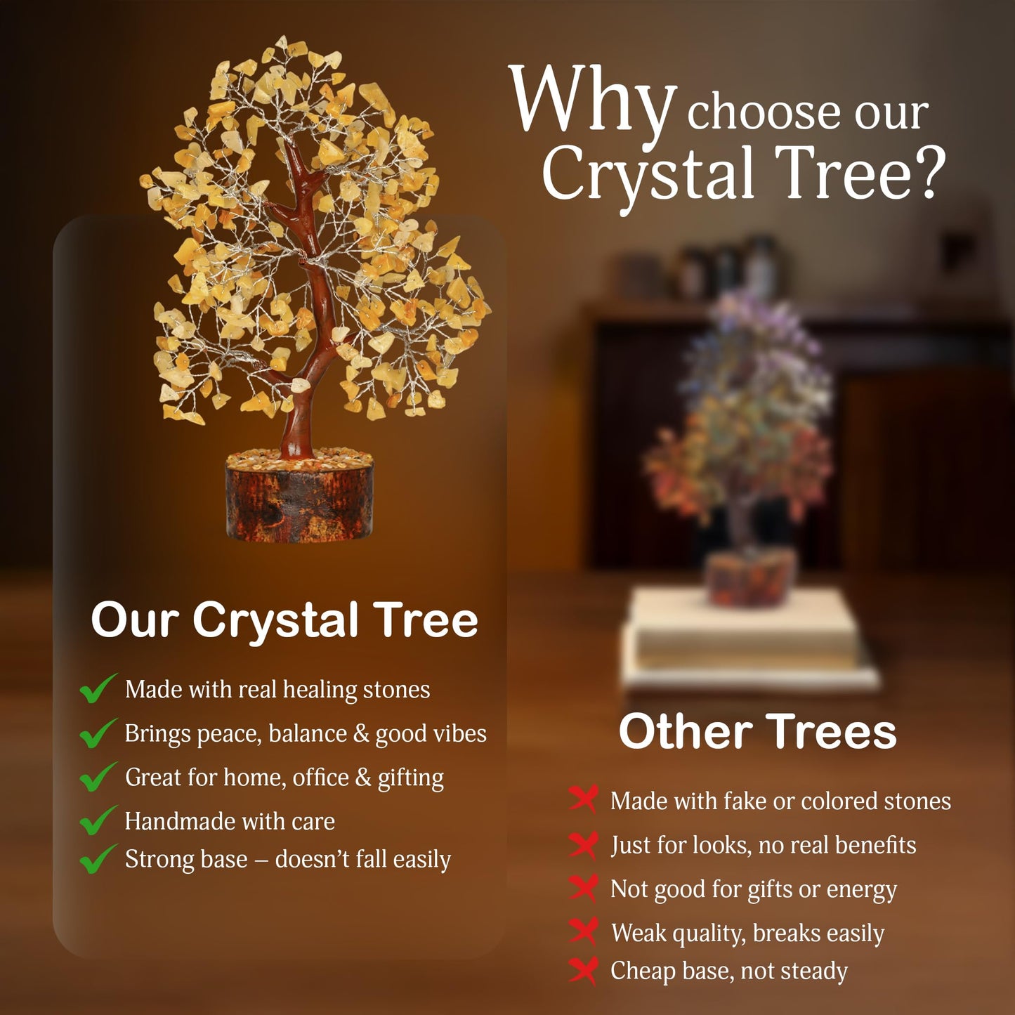 Yellow Aventurine Crystal Tree, Crystals and Stones, Crystal Tree for Positive Energy, Room Decor, Office Decor, House Warming Gifts New Home