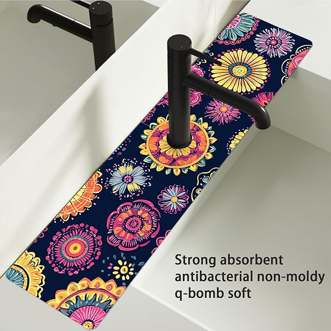 Bimkole 2 PCS Faucet Absorbent Mat, Kitchen Faucet Sink Splash Guard Wraparound