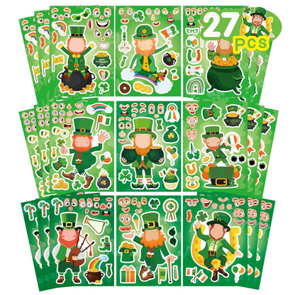 27 Sheets St. Patrick's Day Stickers for Kids Toddlers, Make a Face Stickers, Make Your Own Stickers DIY Saint Patrick Irish Stickers for St. Patrick's Day Craft Party Favor Decorations