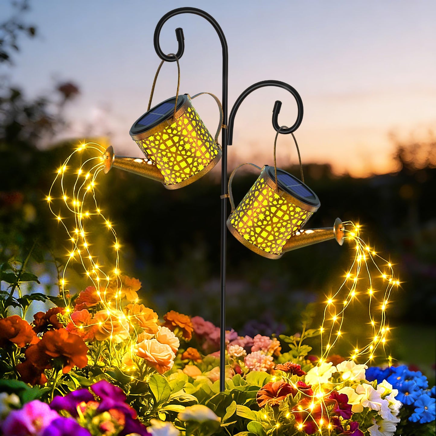 BETOLEAN Solar Lights Outdoor Decorative, 2 Pack Metal Watering Can Lights Outdoor Waterproof, Small Patio Light Yard Lawn Pathway Decor, Gardening Gifts for Women Mom Grandma