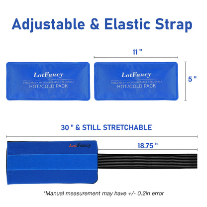 LotFancy Ice Packs for Injuries Reusable, 2 Gel Packs Wrap for Knee Head Neck Ankle Wrist Elbow Foot Legs Back Joint Pain Relief, Hot Cold Therapy for Surgery Recovery, First Aid