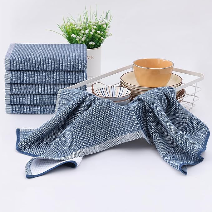 Homaxy Premium Kitchen Towels, Large Cotton Kitchen Hand Towels, Flat and Terry