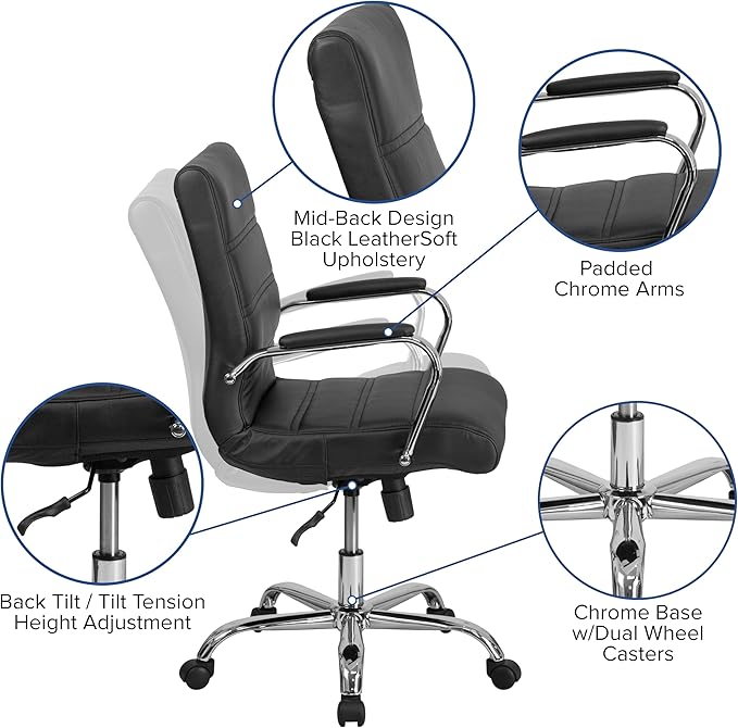 Flash Furniture Whitney Mid-Back Swivel LeatherSoft Desk Chair