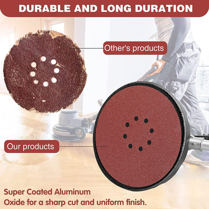 STEBRUAM 225 mm Sanding Discs 120 Grit, 30 Pieces Orbital Sander Discs 9 inch 225 mm large Hook and Loop Sanding Discs 8 Holes Round Sandpaper Sheet for Grinding Giraffe, Drywall Sander Sanding Pads