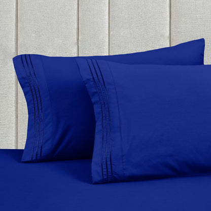 Mocassi Full Size 4-Piece Bed Sheet Set - 1800 Premium Hotel Quality Microfiber 18-24 Inches Extra Deep Pocket Fitted Sheet- Luxury Soft, Breathable, Wrinkle, and Fade Resistant, Imperial Blue