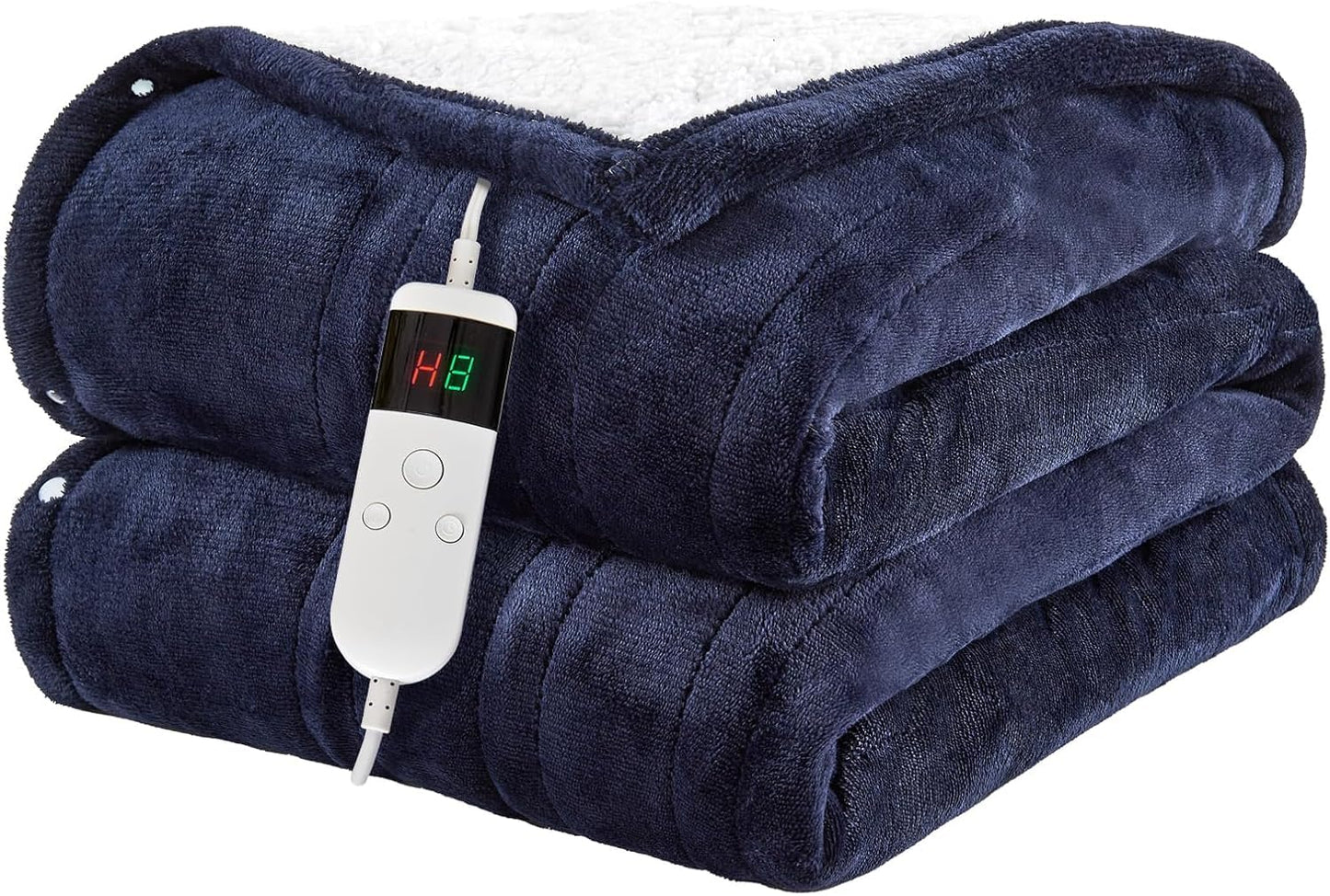 Electric Blanket Heated Throw, Soft Flannel Heating Blanket with 8 Hours Auto Off 10 Fast Heating Levels Machine Washable Sherpa Heated Blanket with Overheating Protection