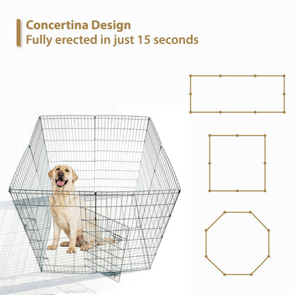 Ellie-Bo Easy-Up 8 Piece Foldable Portable Dog Puppy Play Pen with Door for Indoor/Outdoor Use 76cm High, Rabbit, Cat, Guinea Pigs